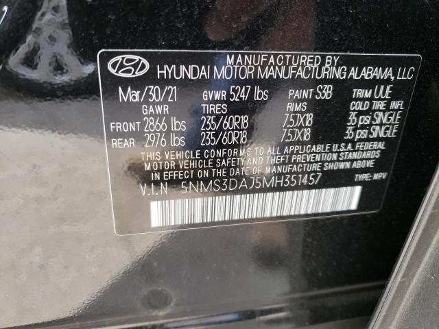 5NMS3DAJ5MH351457 Hyundai Santa Fe S 2021. Фото: 9