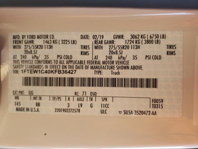 2019 FORD F150 SUPER 1FTEW1C40KFB36427
