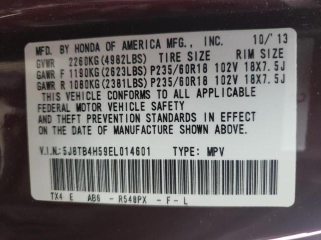 VIN 5J8TB4H59EL014601 2014 Acura RDX, Technology no.10