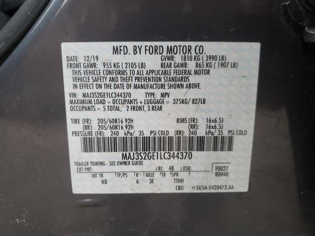 2020 FORD ECOSPORT S MAJ3S2GE1LC344370