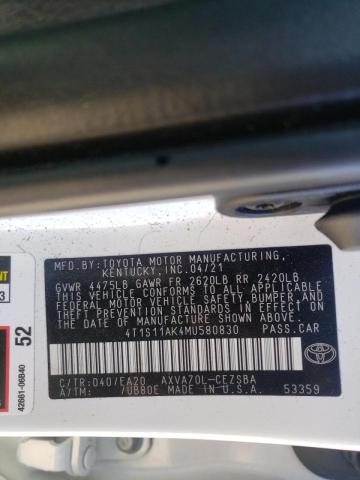 2021 TOYOTA CAMRY NIGH 4T1S11AK4MU580830
