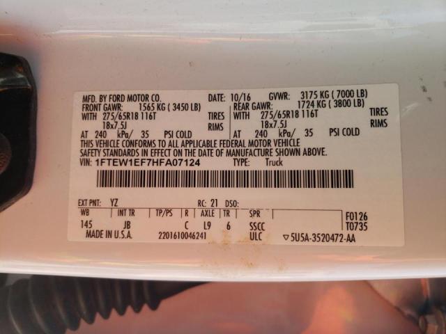 2017 FORD F150 SUPER 1FTEW1EF7HFA07124