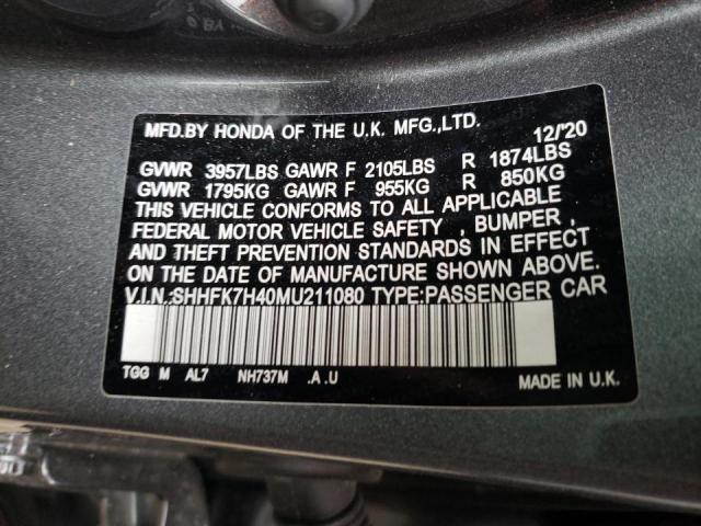 2021 HONDA CIVIC SPOR SHHFK7H40MU211080