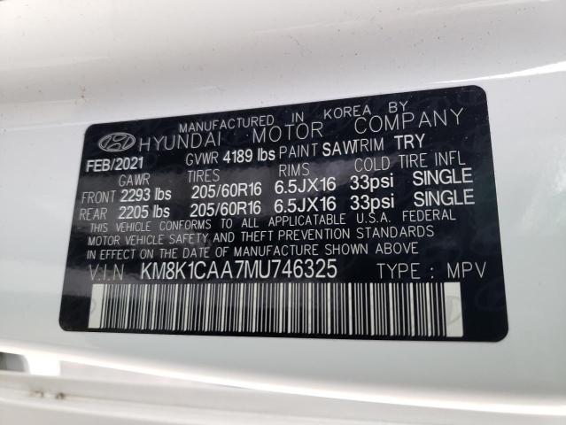 2021 HYUNDAI KONA SE KM8K1CAA7MU746325