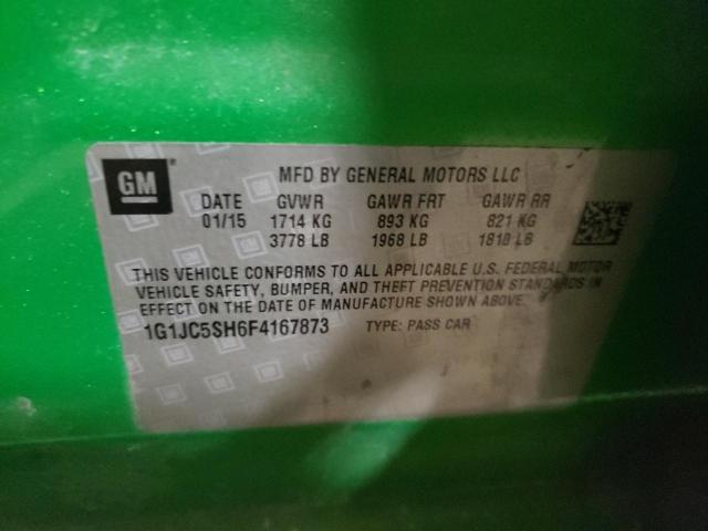 1G1JC5SH6F4167873 Chevrolet Sonic Lt 2015. Фото: 9