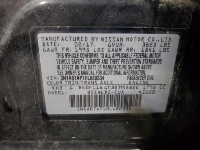 3N1AB7AP1HL680334 Nissan Sentra S 2017. Фото: 9