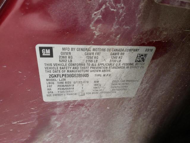 2016 GMC TERRAIN SL 2GKFLPE36G6285905