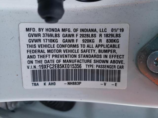 19XFC2E85KE015356 Honda Civic Spor 2019. Фото: 9