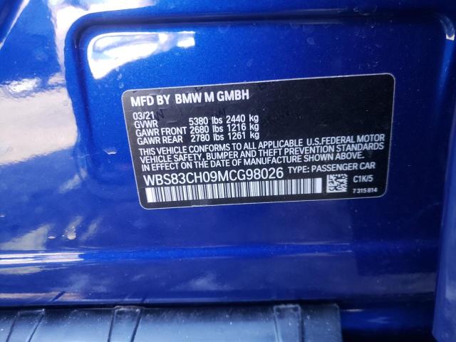 2021 BMW M5 WBS83CH09MCG98026