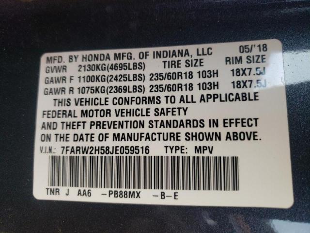 7FARW2H58JE059516 Honda Cr-V Ex 2018. Фото: 9