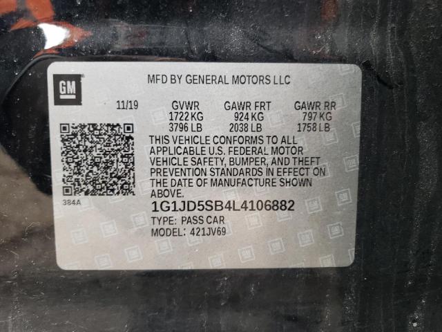 2020 CHEVROLET SONIC LT 1G1JD5SB4L4106882