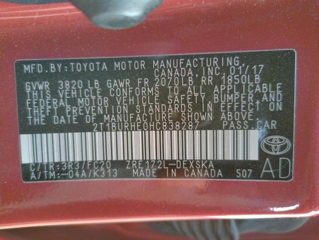 2017 TOYOTA COROLLA L 2T1BURHE0HC838287