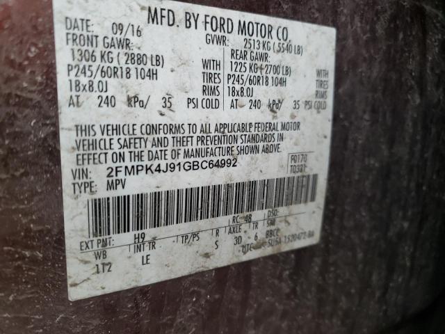 2FMPK4J91GBC64992 Ford Edge Sel 2016. Фото: 9