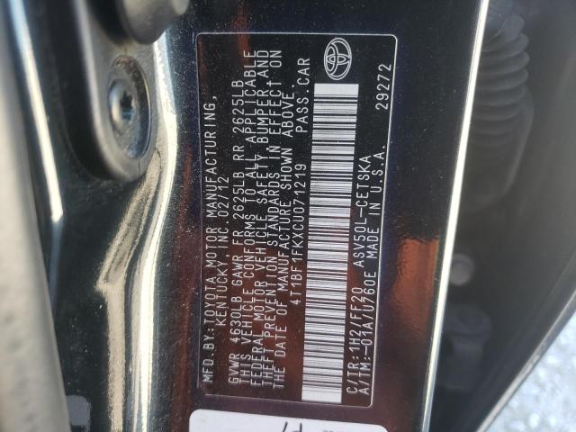 4T1BF1FKXCU071219 Toyota Camry Base 2012. Фото: 9