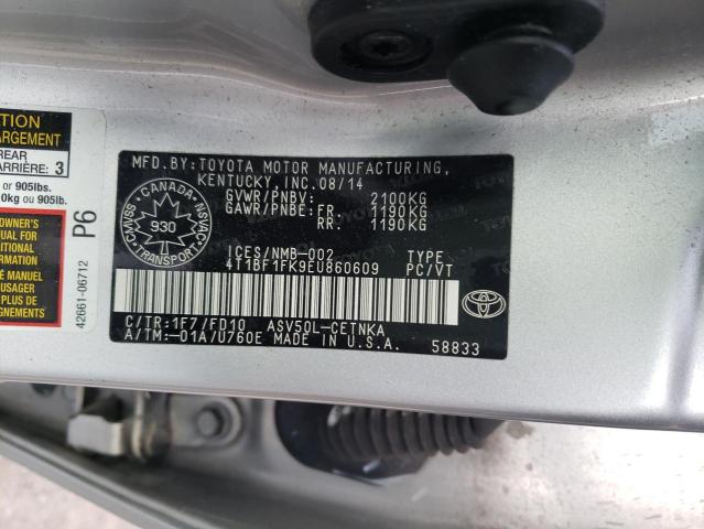 2014 TOYOTA CAMRY L - 4T1BF1FK9EU860609