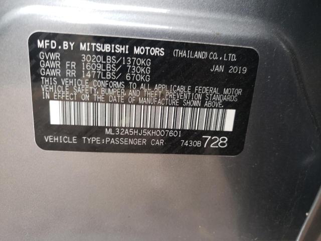 2019 MITSUBISHI MIRAGE LE ML32A5HJ5KH007601