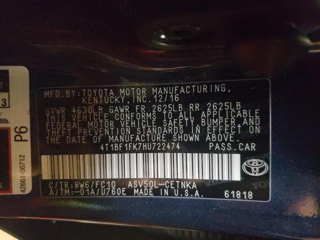 2017 TOYOTA CAMRY LE - 4T1BF1FK7HU722474
