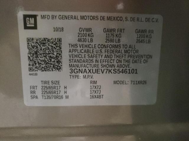 2019 CHEVROLET EQUINOX LT 3GNAXUEV7KS546101
