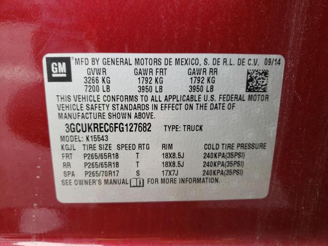2015 CHEVROLET SILVERADO - 3GCUKREC6FG127682