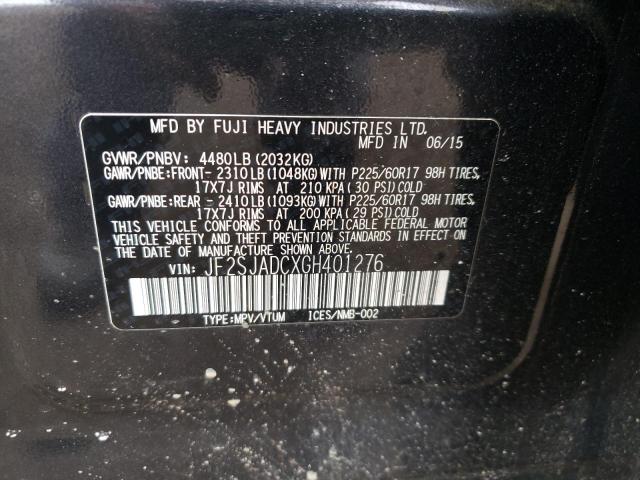 2016 SUBARU FORESTER 2 JF2SJADCXGH401276