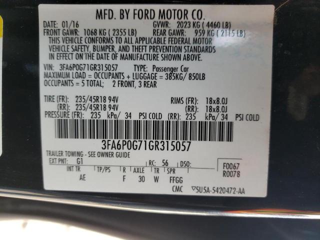 2016 FORD FUSION S - 3FA6P0G71GR315057