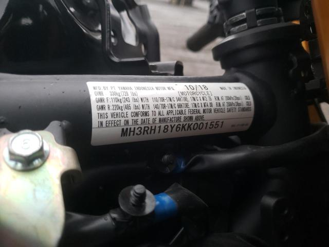 2019 YAMAHA YZFR3 A MH3RH18Y6KK001551