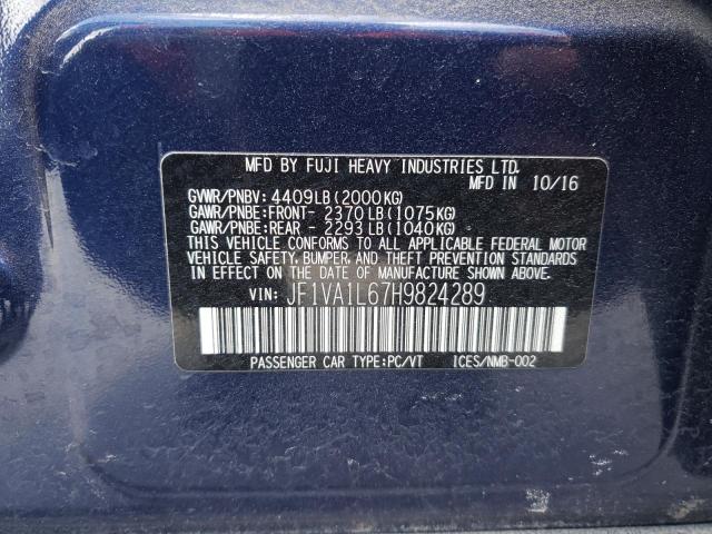 2017 SUBARU WRX LIMITE JF1VA1L67H9824289