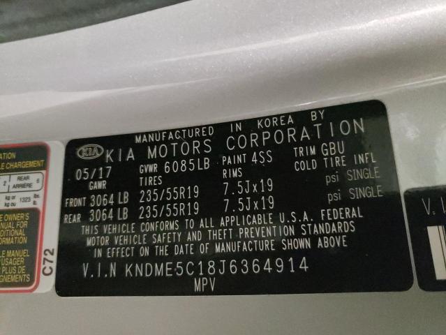 2018 KIA SEDONA SXL KNDME5C18J6364914