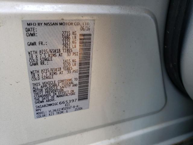 5N1AR2MM1GC665397 Nissan Pathfinder 2016. Фото: 9