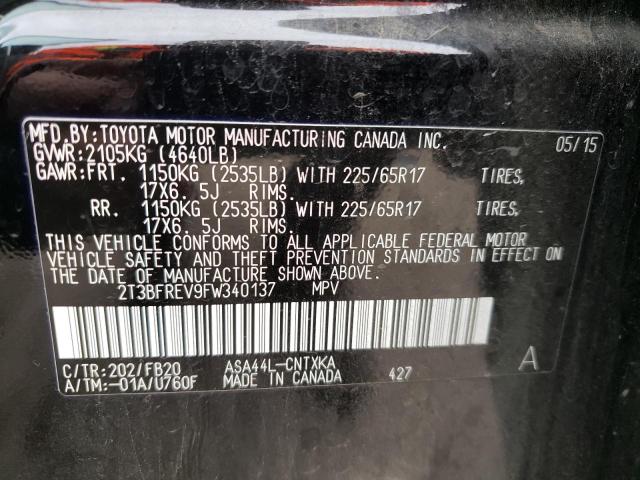 2T3BFREV9FW340137 Toyota Rav4 Le 2015. Фото: 9