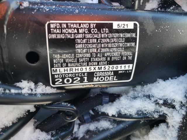 2021 HONDA CBR650 RA MLHRH015XM5200111