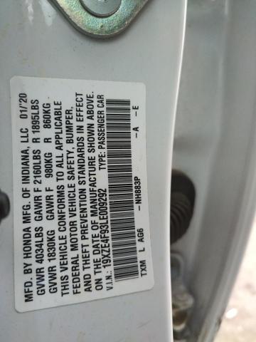 2020 HONDA INSIGHT TO 19XZE4F93LE009292