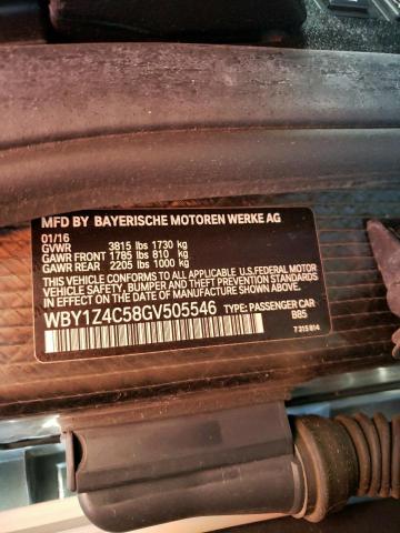 2016 BMW I3 REX WBY1Z4C58GV505546