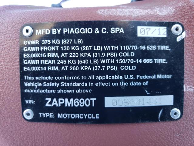 2013 PIAGGIO BV 350 ZAPM690T0D5001431