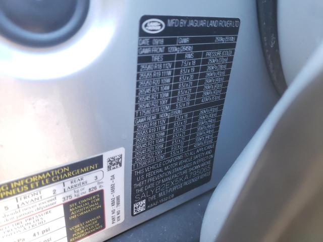 2019 LAND ROVER RANGE ROVE SALYB2EX5KA795065