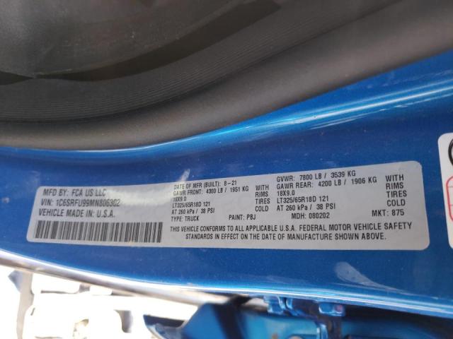 2021 RAM 1500 TRX 1C6SRFU99MN806302