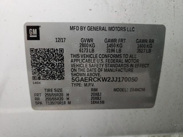 2018 BUICK ENCLAVE PR 5GAERCKW2JJ170050