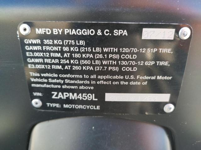 2013 VESPA GTS 300 SU ZAPM459L8D5801203