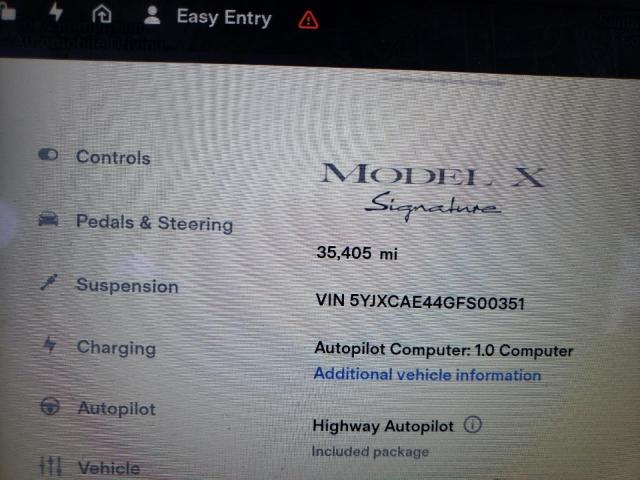 2016 TESLA MODEL X 5YJXCAE44GFS00351