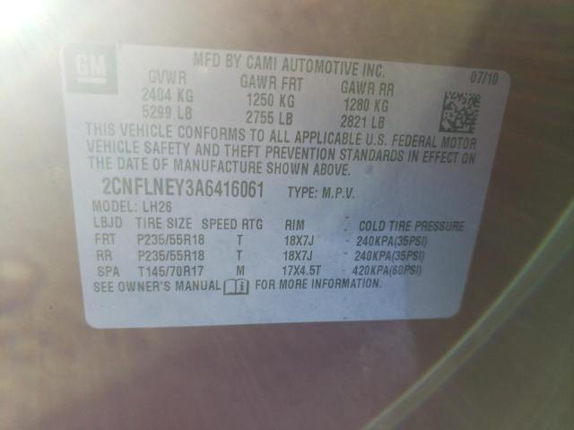2CNFLNEY3A6416061 Chevrolet Equinox Lt 2010. Фото: 9
