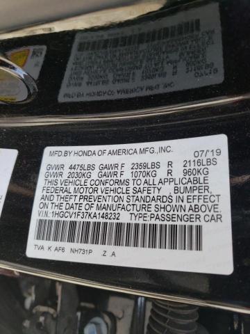 1HGCV1F37KA148232 Honda Accord Spo 2019. Фото: 9