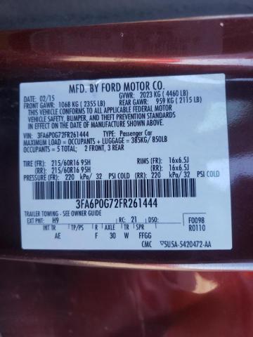 2015 FORD FUSION S 3FA6P0G72FR261444