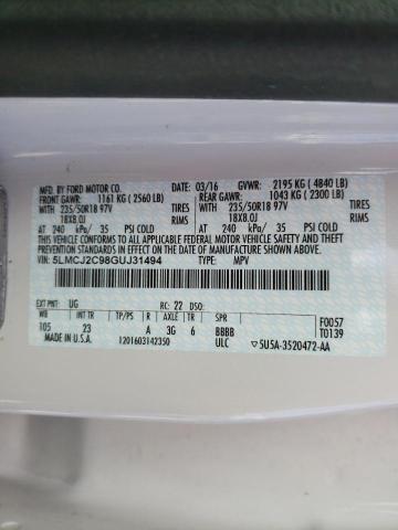 2016 LINCOLN MKC SELECT 5LMCJ2C98GUJ31494