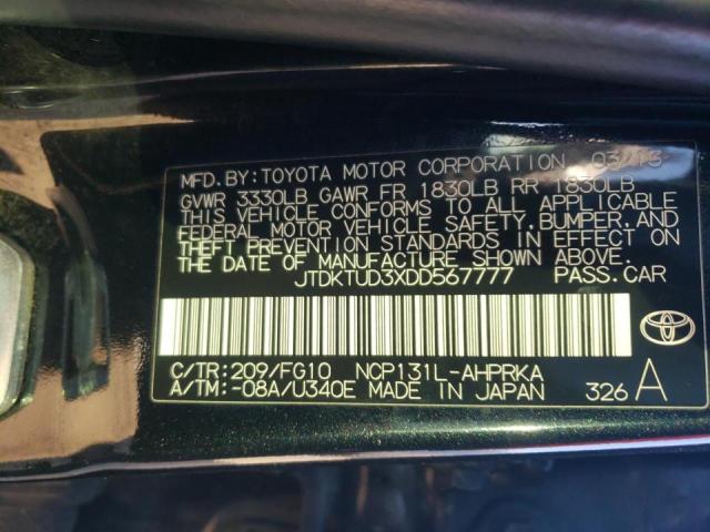 2013 TOYOTA YARIS - JTDKTUD3XDD567777