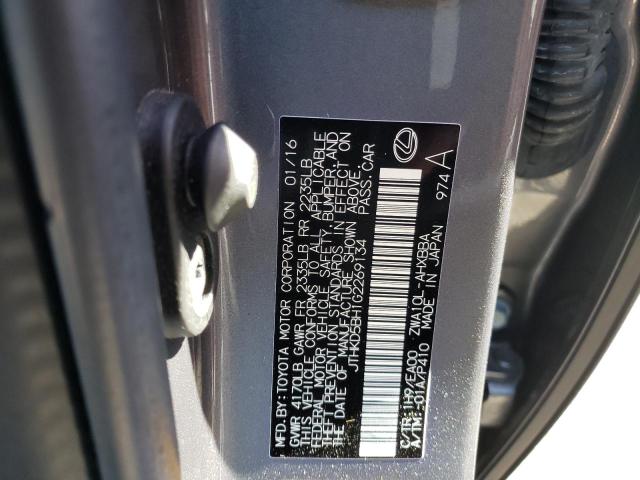 2016 LEXUS CT 200 JTHKD5BH1G2269134