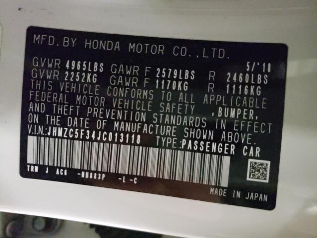 2018 HONDA CLARITY TO JHMZC5F34JC013118