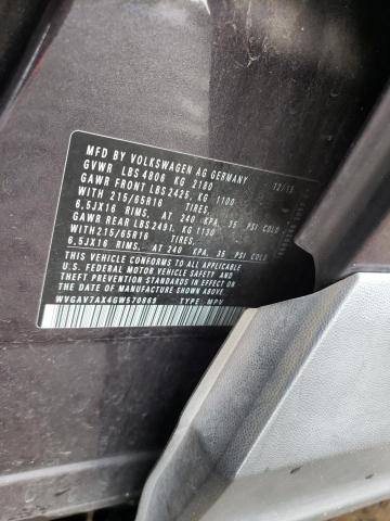 2016 VOLKSWAGEN TIGUAN S - WVGAV7AX4GW570869