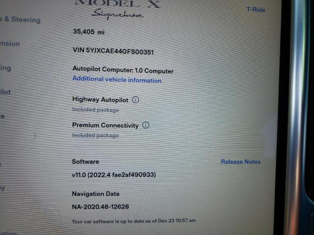 2016 TESLA MODEL X 5YJXCAE44GFS00351