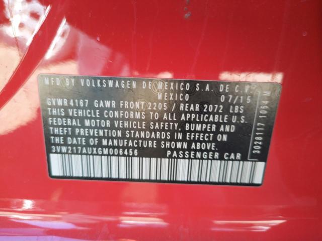 2016 VOLKSWAGEN GOLF S/SE 3VW217AUXGM006456