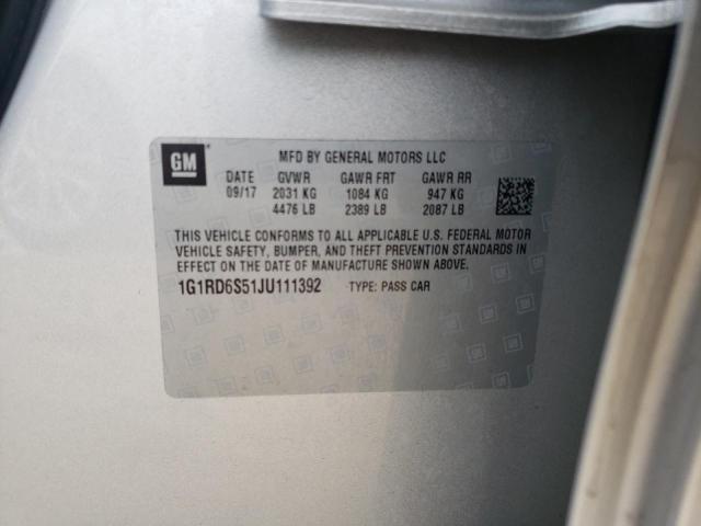 2018 CHEVROLET VOLT PREMI 1G1RD6S51JU111392